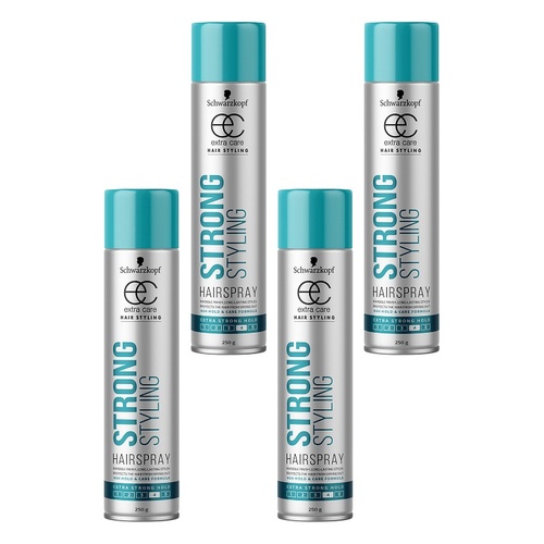Schwarzkopf Extra Care Strong Styling Hairspray Extra Strong Hold 250g Pack of 4
