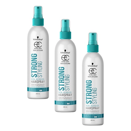 Schwarzkopf Extra Care Non-Aerosol Hairspray Extra Strong Hold 200mL Pack of 3