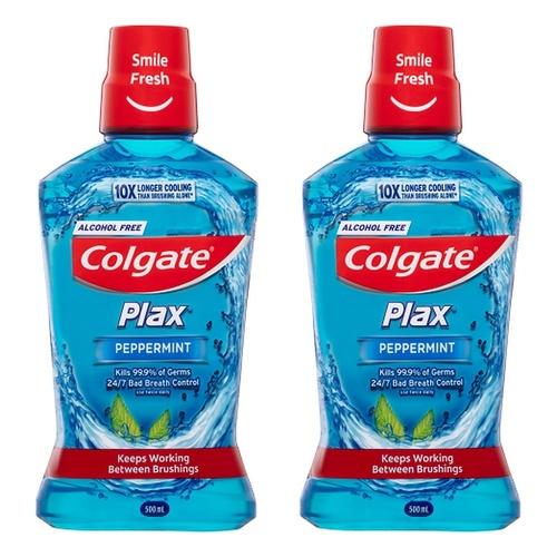 Colgate Plax Mouthwash Peppermint 500mL Pack of 2