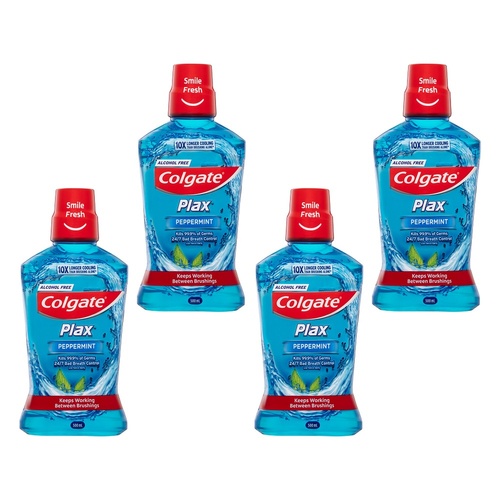 Colgate Plax Mouthwash Peppermint 500mL Pack of 4