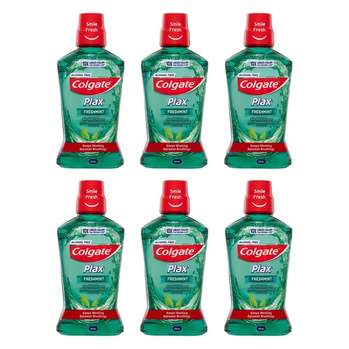 Colgate Plax Freshmint Alcohol Free Mouthwash 500mL Pack of 6