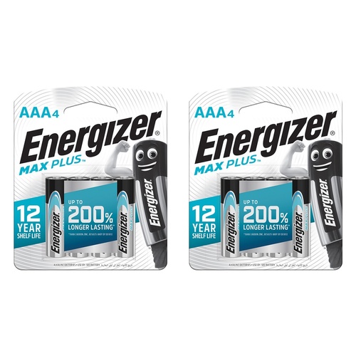 Energizer Max Plus AAA Alkaline Batteries 4 Pack Bundle of 2
