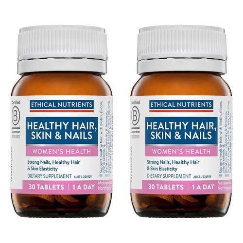 Ethical Nutrients Healthy Hair, Skin & Nails Biotin 30 Tablets Pack of 2
