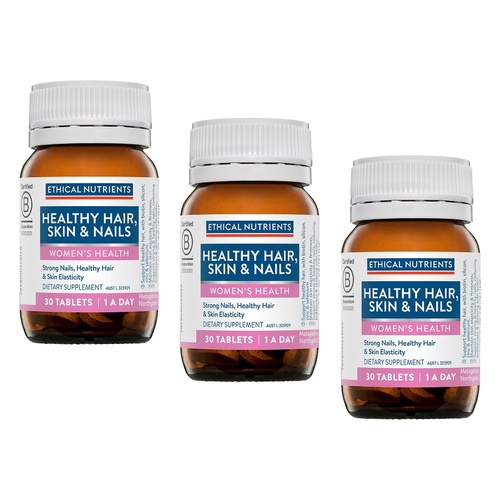 Ethical Nutrients Healthy Hair, Skin & Nails Biotin 30 Tablets Pack of 3