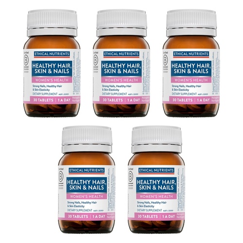 Ethical Nutrients Healthy Hair, Skin & Nails Biotin 30 Tablets Pack of 5