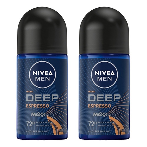 Nivea Men Deep Espresso 72H Anti-Perspirant Roll-On 50mL Pack of 2