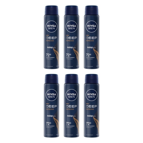 Nivea Men Deep Espresso 72H Anti-Perspirant 250mL x 6 Bundle of 6