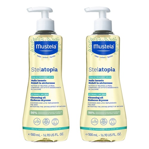 Mustela Stelatopia Cleansing Oil for Eczema-Prone Skin 500mL Pack of 2