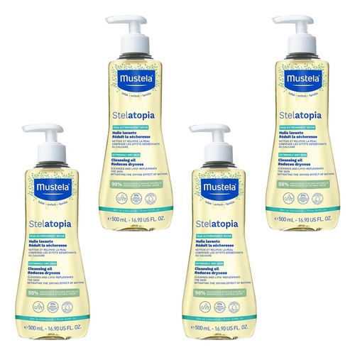 Mustela Stelatopia Cleansing Oil for Eczema-Prone Skin 500mL Pack of 4