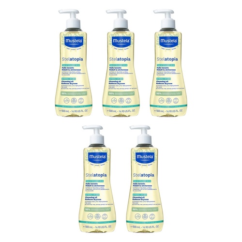 Mustela Stelatopia Cleansing Oil for Eczema-Prone Skin 500mL Pack of 5