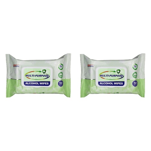 Germisept Multi-Purpose Alcohol Wipes 50 Pack Bundle of 2