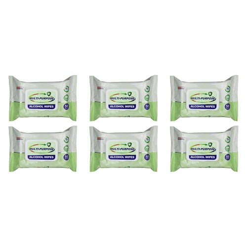 Germisept Multi-Purpose Alcohol Wipes 50 Pack Bundle of 6
