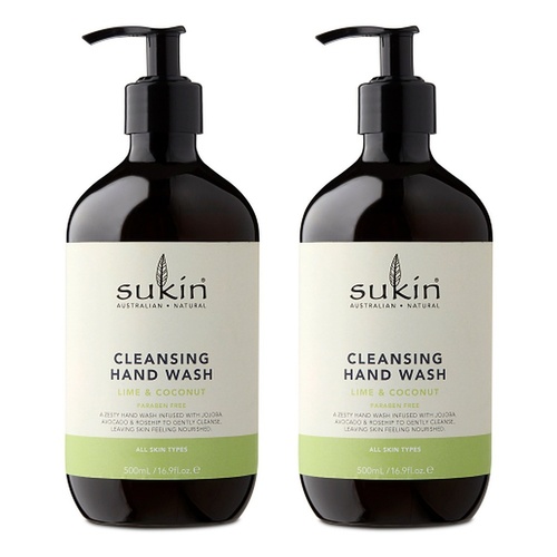 Sukin Cleansing Hand Wash Lime & Coconut 500mL Pack of 2