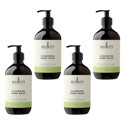 Sukin Cleansing Hand Wash Lime & Coconut 500mL Pack of 4