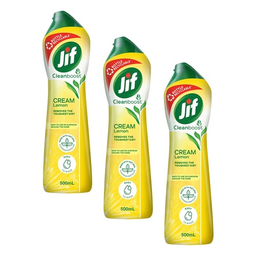 Jif Cream with Micro Particles Lemon 500mL x 8 Bundle of 3
