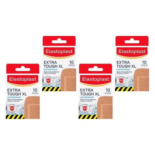 Elastoplast Extra Tough XL Waterproof Plasters 10 Pack Bundle of 4