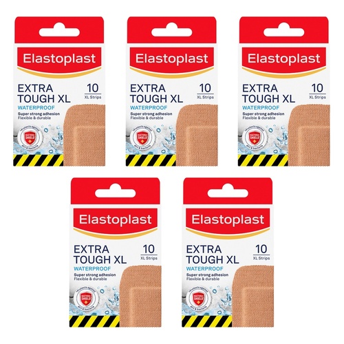 Elastoplast Extra Tough XL Waterproof Plasters 10 Pack Bundle of 5