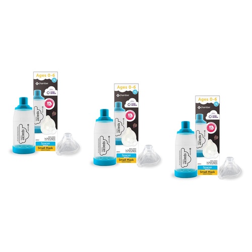 e-Chamber La Petite Anti-Static 220mL Spacer with Small Mask, 2 Pack Bundle of 3