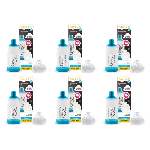 e-Chamber La Petite Anti-Static 220mL Spacer with Small Mask, 2 Pack Bundle of 6