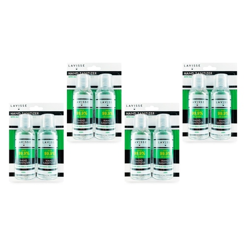 Lavisse Hand Sanitizer Twin Pack 60mL x 2 Pack Bundle of 4