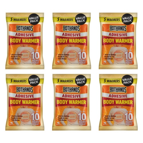 Hot Hands Adhesive Body Warmer 5 Pack x 6 Bundle of 6