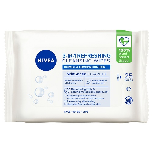 NIVEA 3-in-1 Refreshing Cleansing Wipes 25 Pack