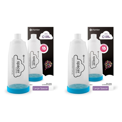 e-Chamber La Grande 510mL Asthma Spacer Large Pack of 2