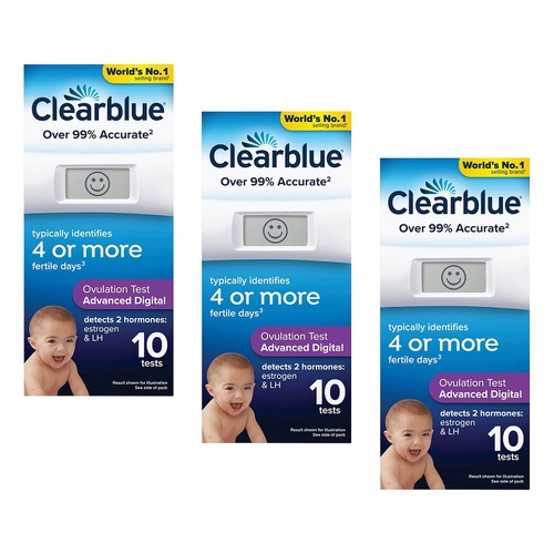 Clearblue Advanced Digital Ovulation Test 10 Pack Bundle of 3