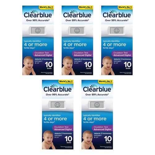 Clearblue Advanced Digital Ovulation Test 10 Pack Bundle of 5