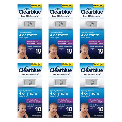 Clearblue Advanced Digital Ovulation Test 10 Pack Bundle of 6