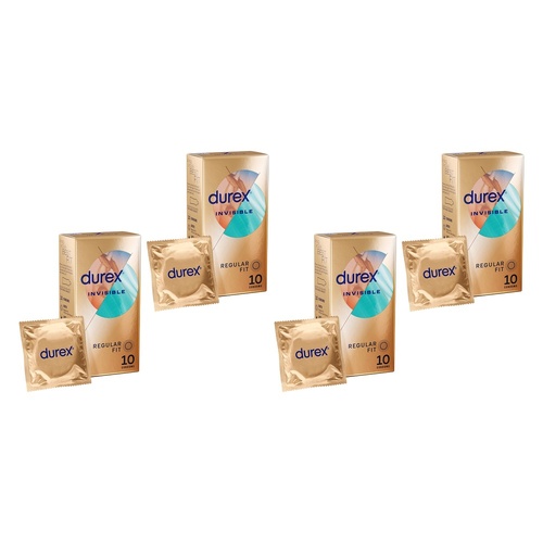 Durex Invisible Regular Fit Condoms 10 Pack Bundle of 4