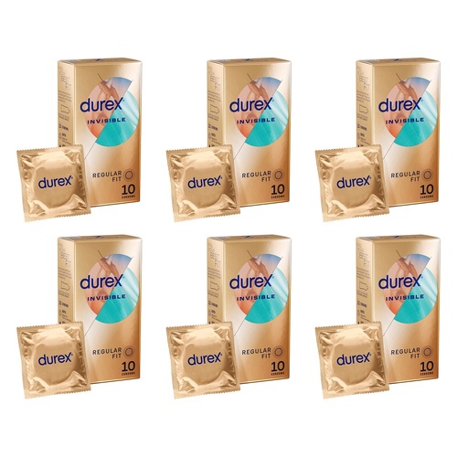 Durex Invisible Regular Fit Condoms 10 Pack Bundle of 6