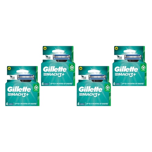 Gillette Mach3+ Razor Blade Cartridges 4 Pack Bundle of 4