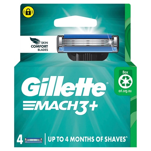 Gillette Mach3+ Razor Blade Cartridges 4 Pack