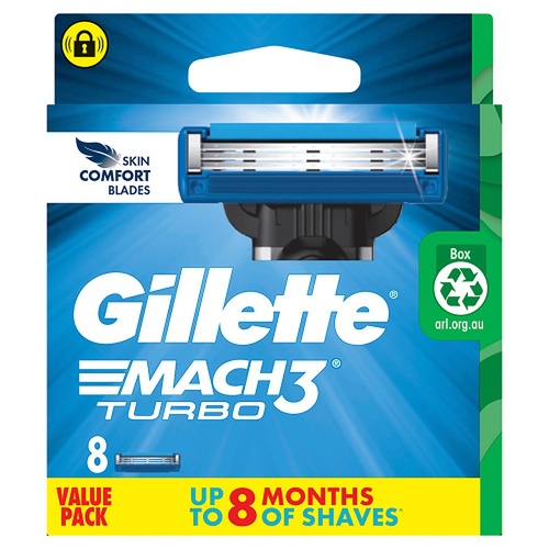 Gillette Mach3 Turbo Replacement Cartridges 8 Pack