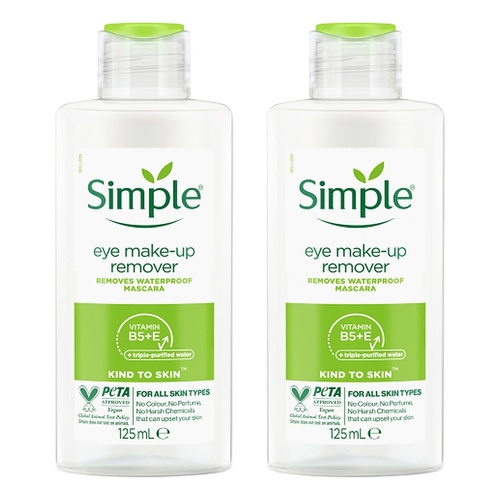 Simple Kind To Skin Eye Make-Up Remover 125mL Pack of 2