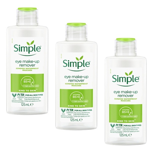 Simple Kind To Skin Eye Make-Up Remover 125mL Pack of 3