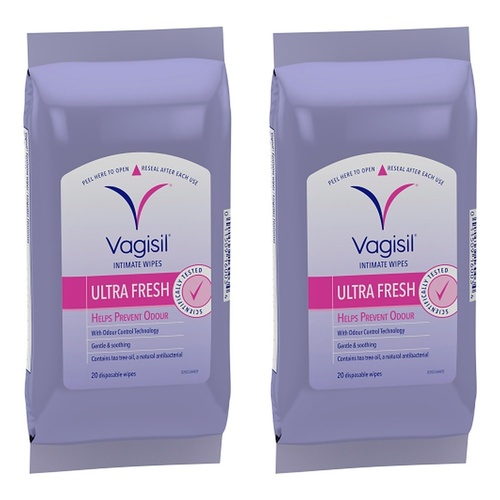 Vagisil Ultra Fresh Intimate Wipes 20 Wipes x 3 Bundle of 2