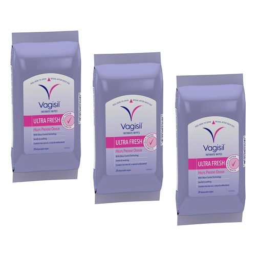 Vagisil Ultra Fresh Intimate Wipes 20 Wipes x 3 Bundle of 3