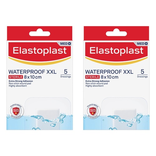 Elastoplast Waterproof XXL Sterile Dressings 8cm x 10cm Pack of 2