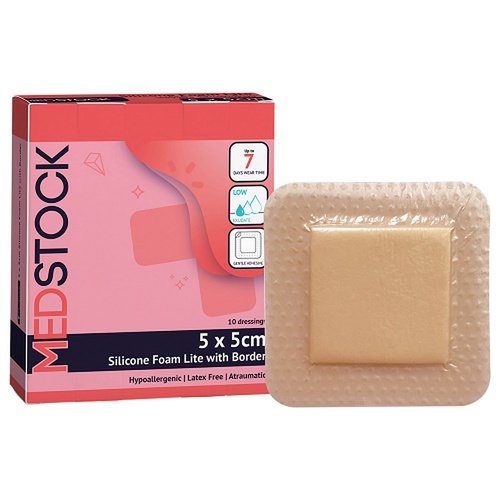 Medstock Silicone Foam Dressing with Border 5cm x 5cm 10 Pack