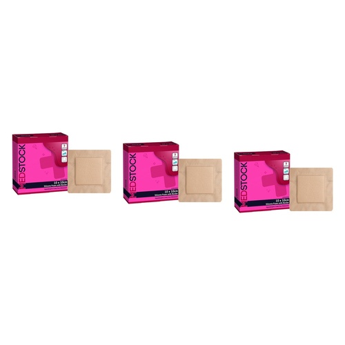 Medstock Silicone Foam Dressing with Border 10cm x 10cm 10 Pack Bundle of 3