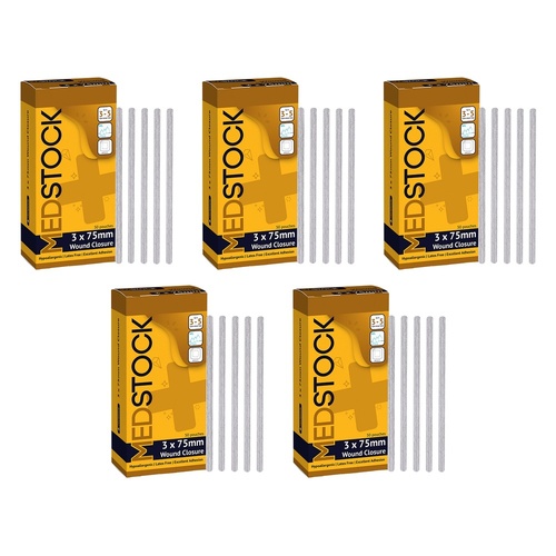 Medstock Wound Closure Strip 3mm x 75mm 50 Pack Bundle of 5