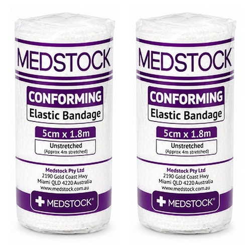 Medstock Conforming Elastic Bandage 5cm x 1.8m 1 Roll x 24 Bundle of 2