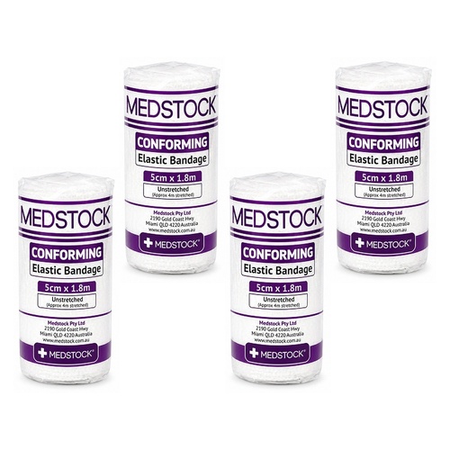 Medstock Conforming Elastic Bandage 5cm x 1.8m 1 Roll x 24 Bundle of 4