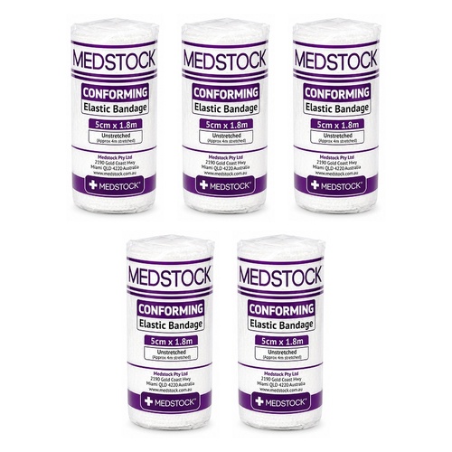 Medstock Conforming Elastic Bandage 5cm x 1.8m 1 Roll x 24 Bundle of 5