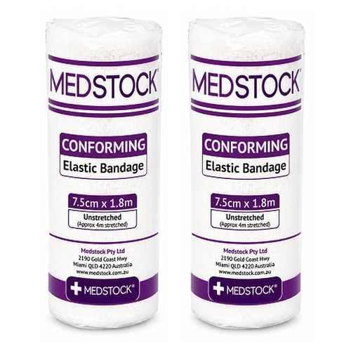 Medstock Conforming Elastic Bandage 7.5cm x 1.8m 1 Roll Pack of 2