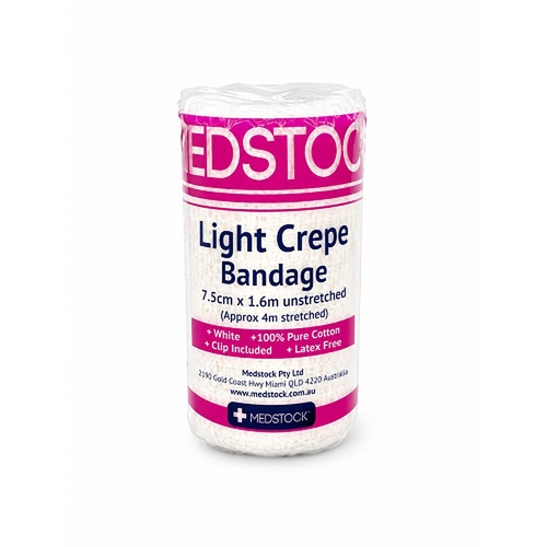Medstock Light Crepe Band with Clip 7.5cm x 1.6m 1 Roll