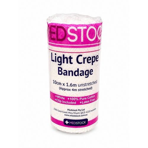 Medstock Light Crepe Band with Clip 10cm x 1.6m 1 Roll