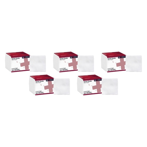 Medstock Gauze Swab 7.5cm x 7.5cm 8 Ply 100 Pack Bundle of 5